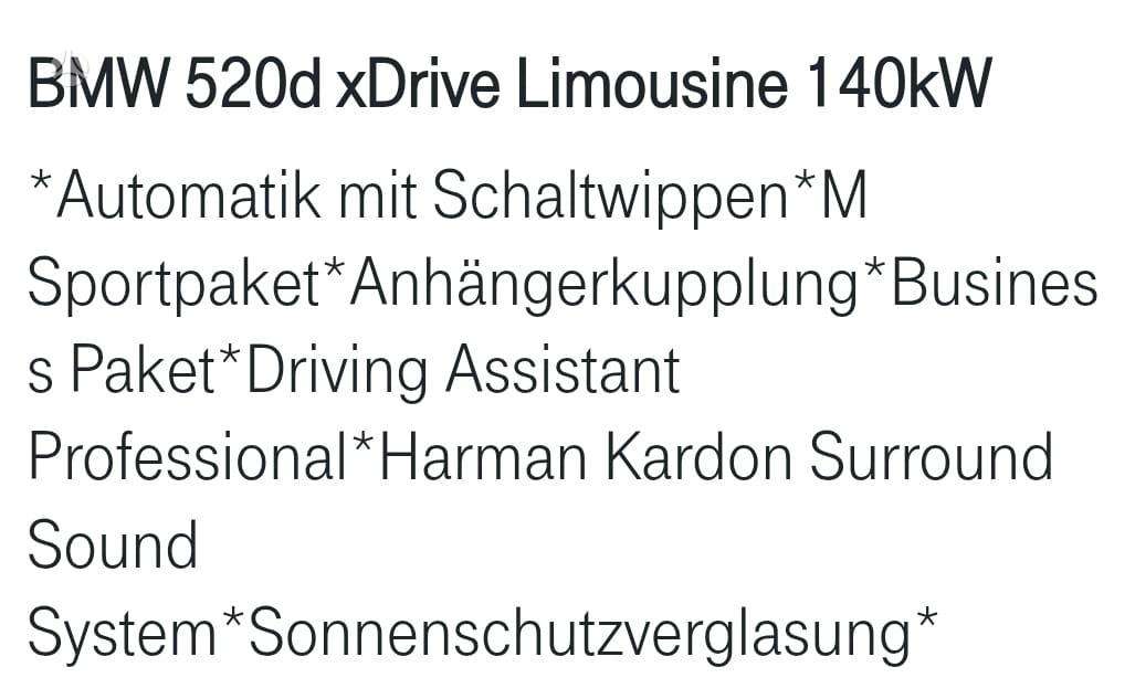 BMW 520, 2.0 l., saloon / sedan