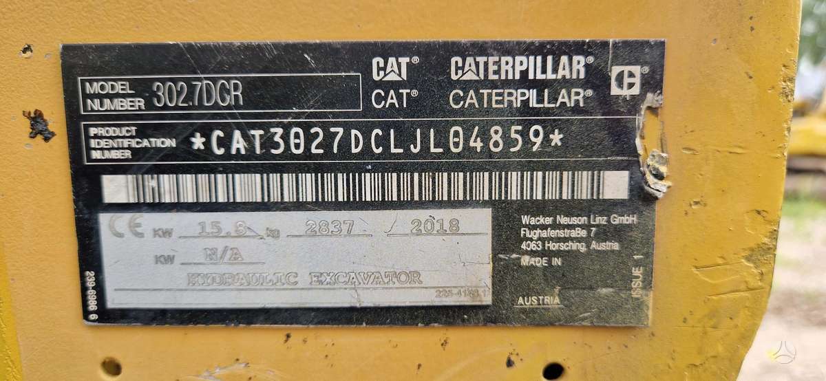 Caterpillar 302.7, mini ekskavatoriai
