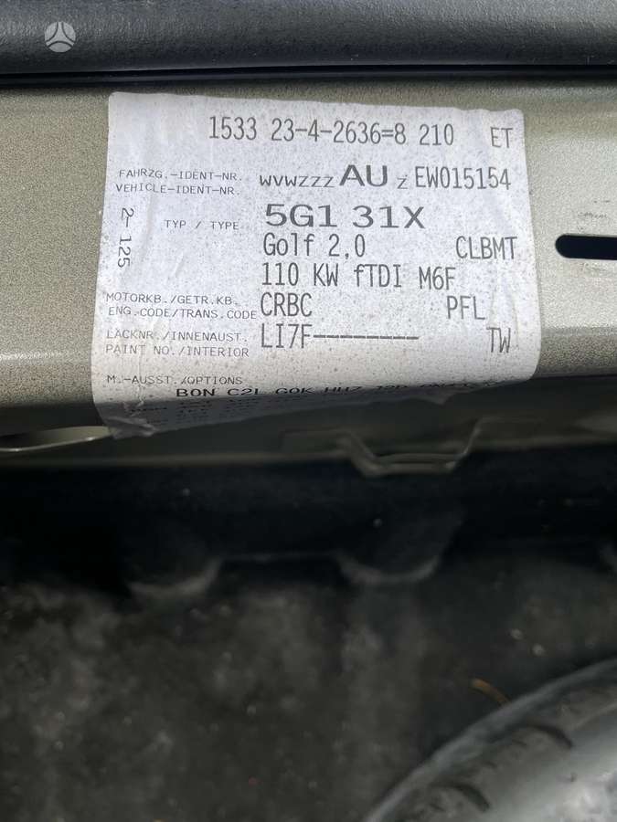 Volkswagen Golf rezerves daļās