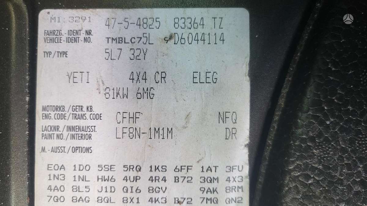 Skoda Yeti, CFH NFQ LF8N