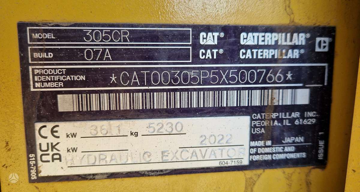 Caterpillar 305, mini excavator