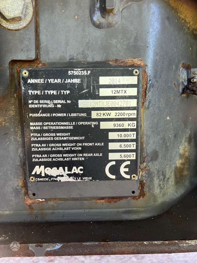 Mecalac 12MTX, ekskavatoriai