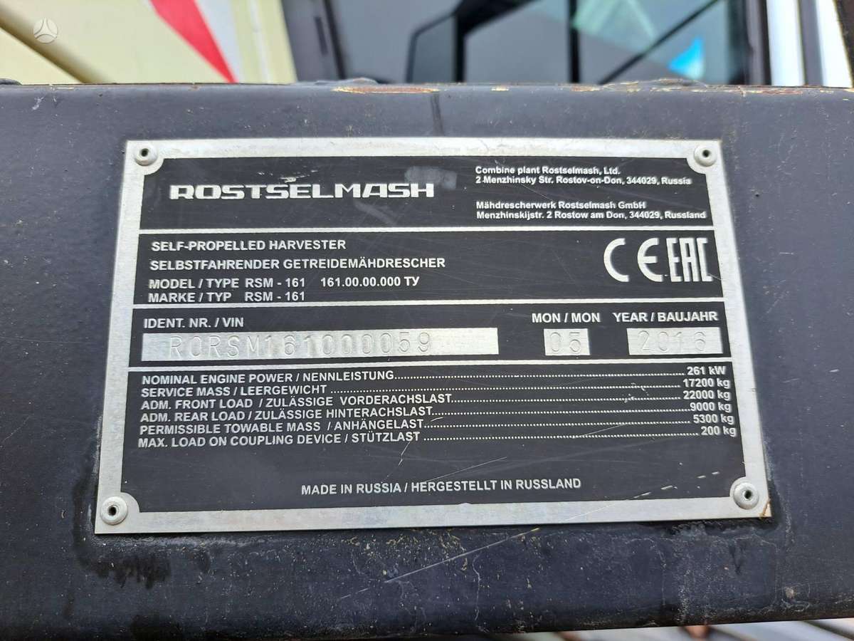Rostselmash RSM 161, kombainai