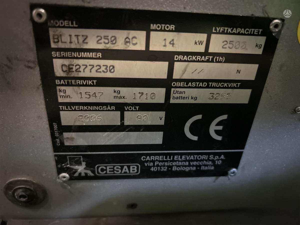 Cesab Blitz 250 AC, sandėliavimo technika