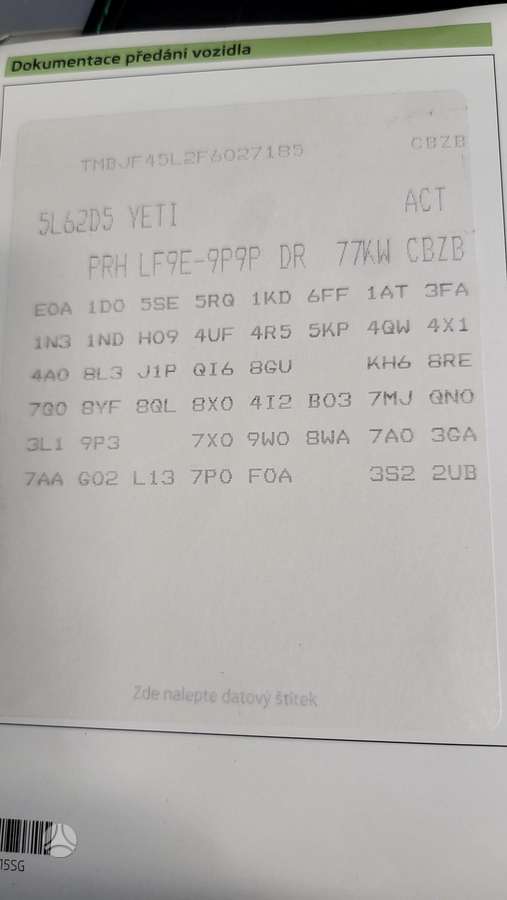 Skoda Yeti, Cbzb,prh,9p