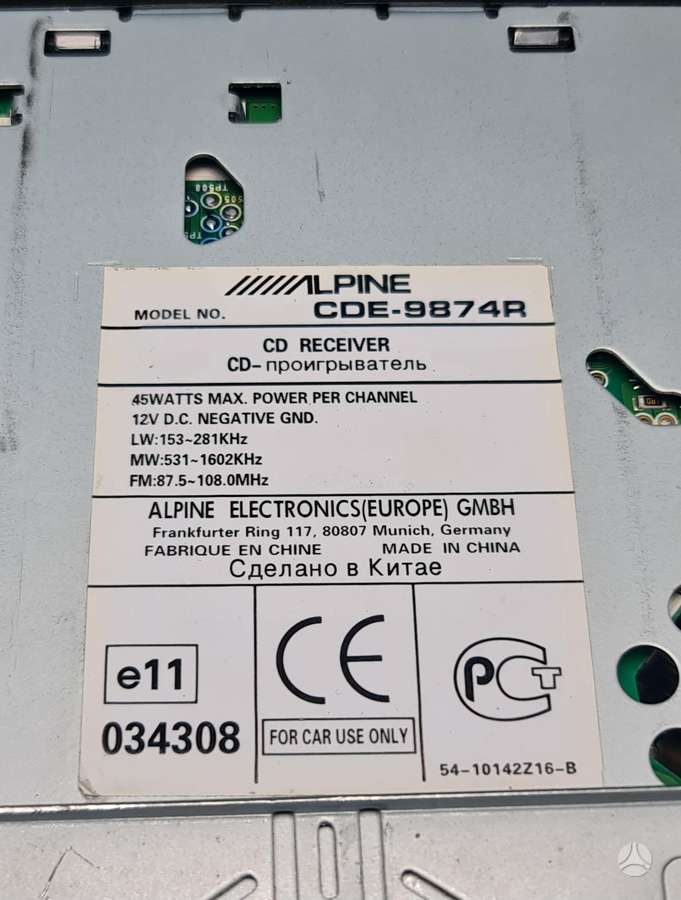 Alpine Cde-9874r, cd / mp3 players