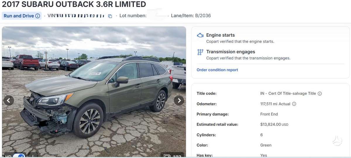 Subaru Outback, 3.6 l., wagon
