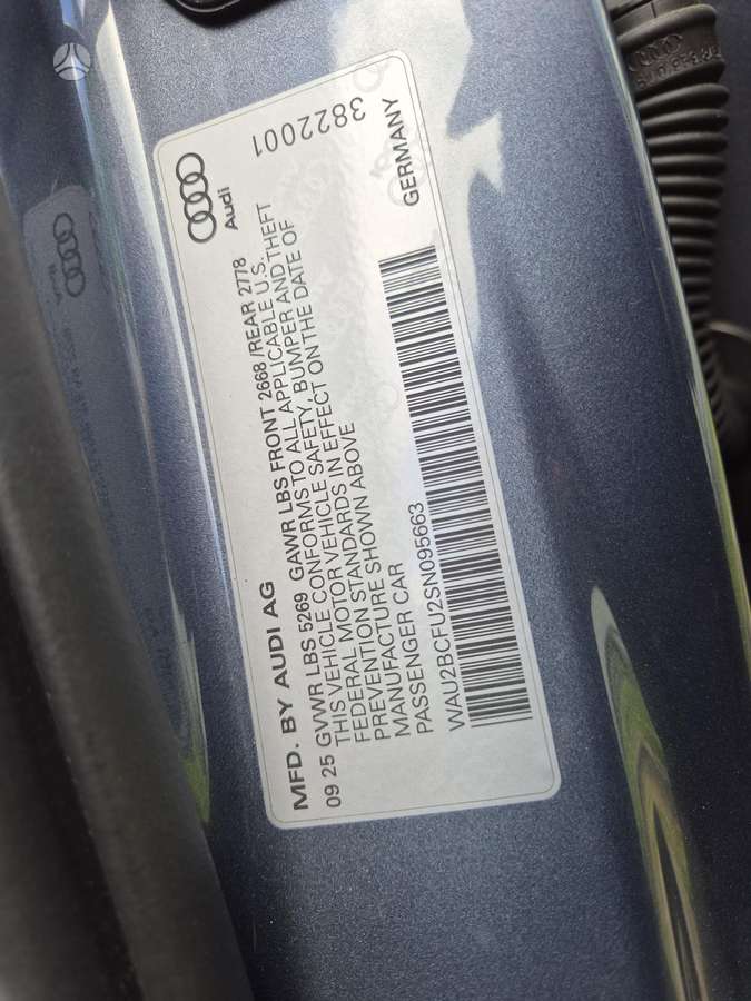 Audi A5 Rida 1472 myliu engine code dxba gearbox code vbs color h