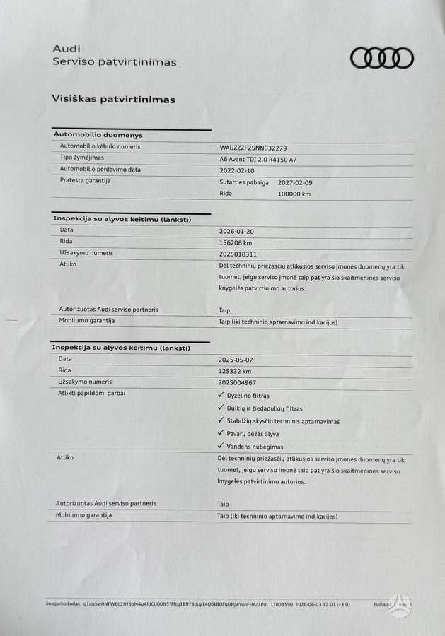 Audi A6, 2.0 l., universalas