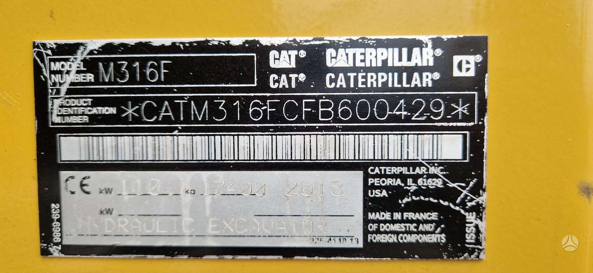 Caterpillar M316F, excavator