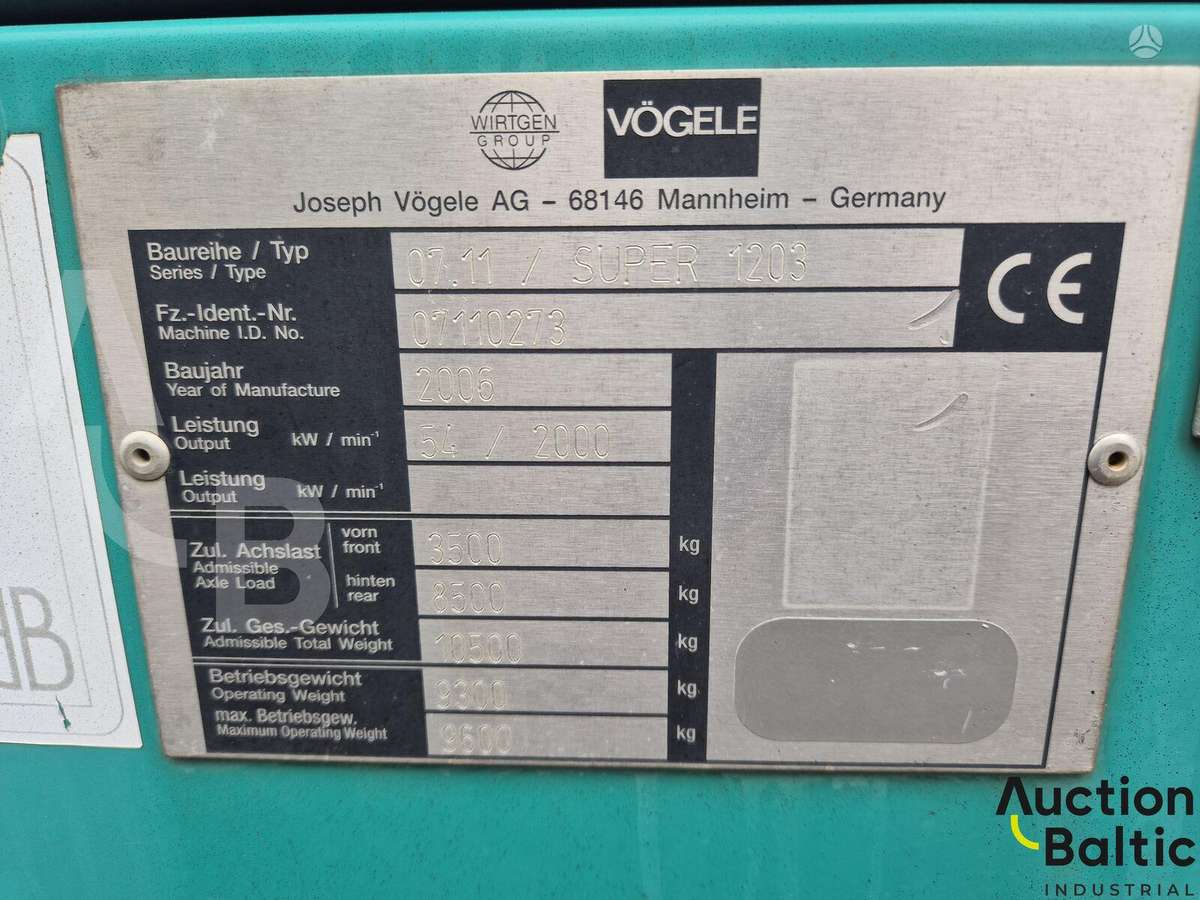 Vögele Super 1203, paving machinery
