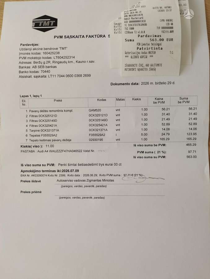 Audi A4, 2.0 l., universalas