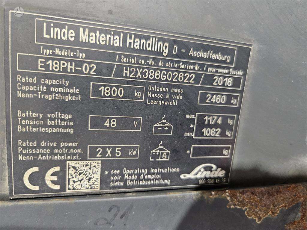 Linde E18PH, šakiniai krautuvai