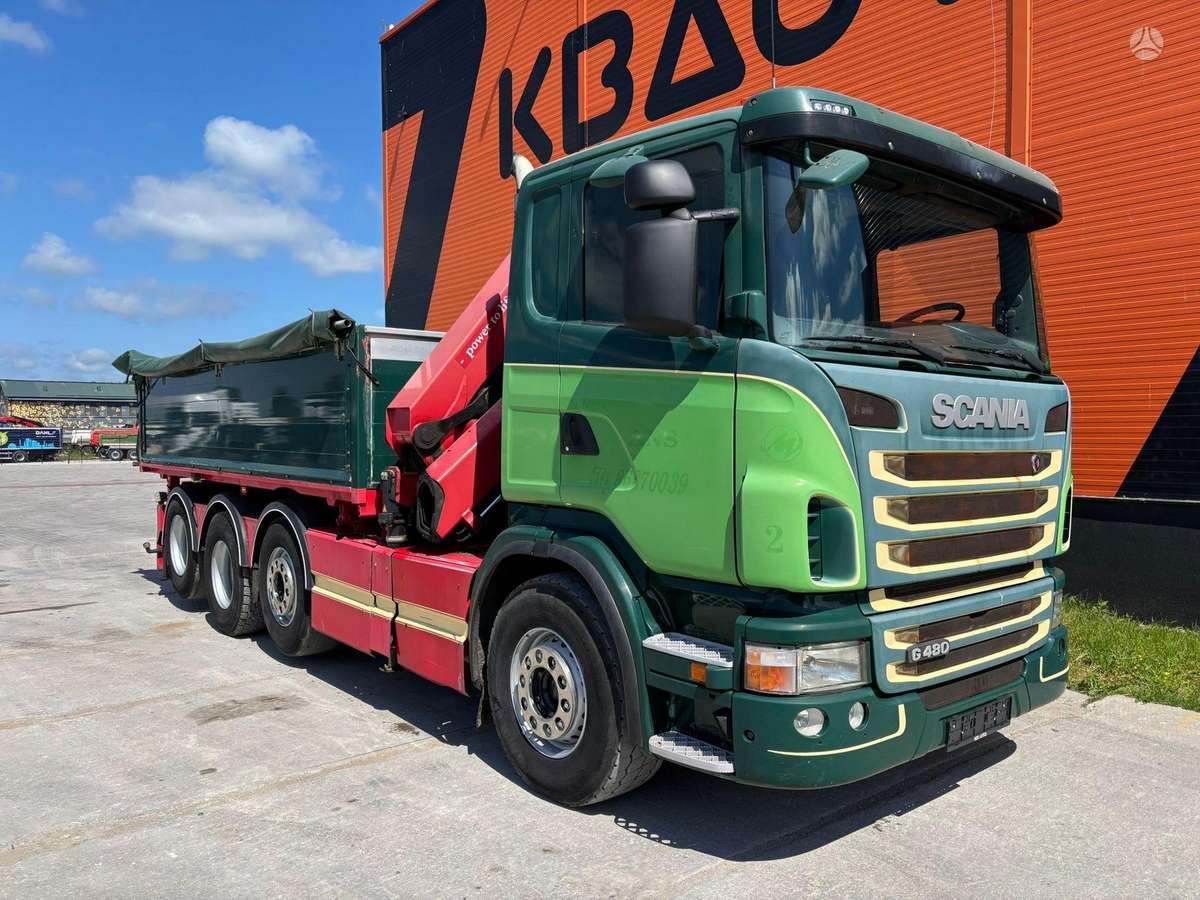 Scania G 480 8x2/4, самосвалы с краном