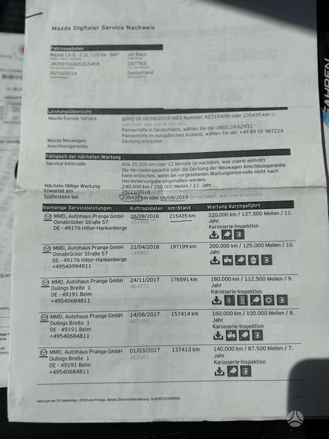 Mazda CX-5, 2.2 l., Внедорожник / Кроссовер