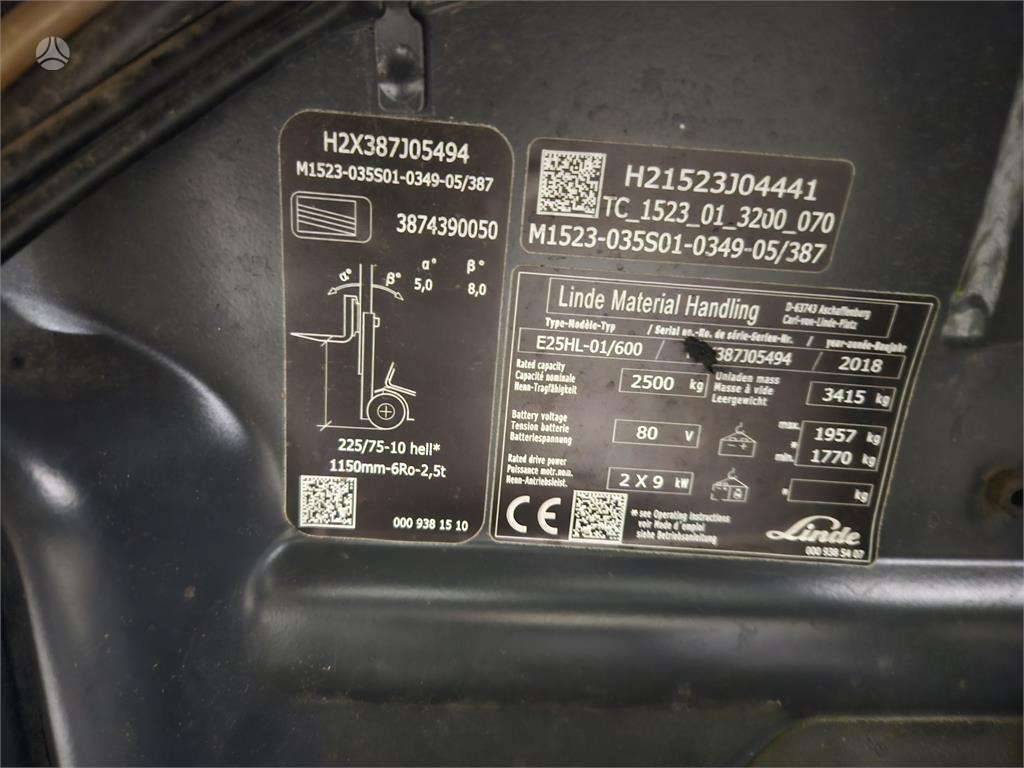 Linde E25/600HL, šakiniai krautuvai