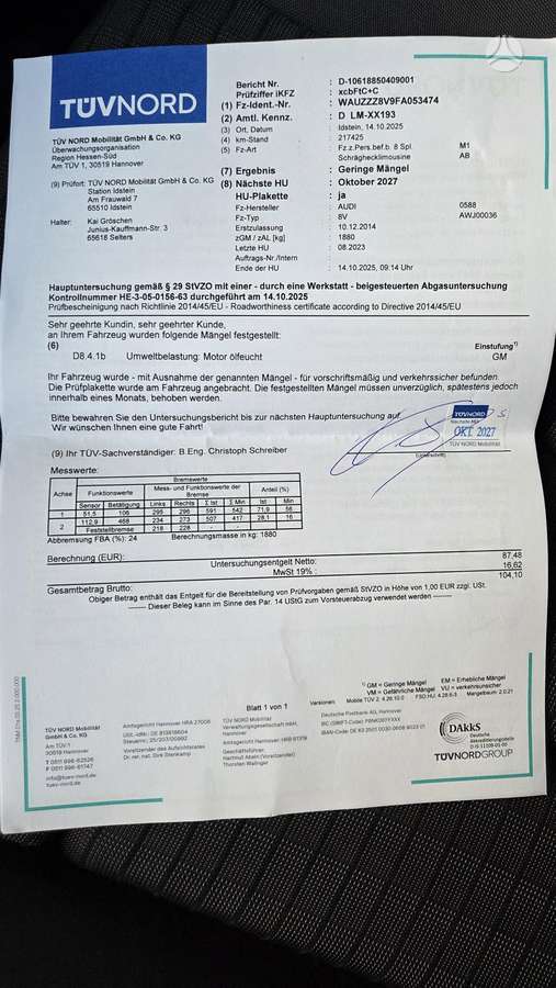 Audi A3, 2.0 l., hatchback