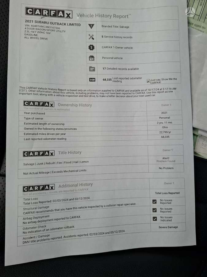 Subaru Outback, 2.5 l., universalas