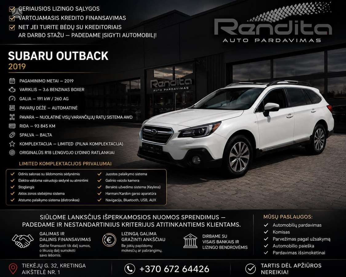 Subaru Outback, 3.6 l., wagon