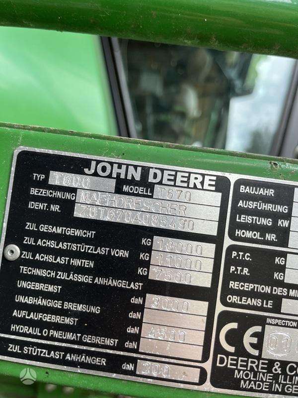 John Deere T670, комбайны