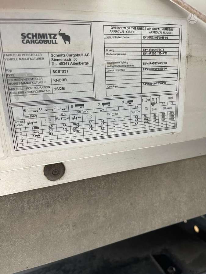 Schmitz SCB*S3T, užuolaidinės / tentinės