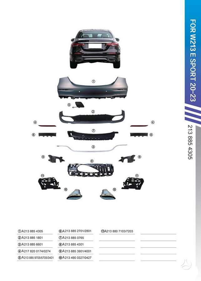 Mercedes-Benz E klasė bumpers, front grill