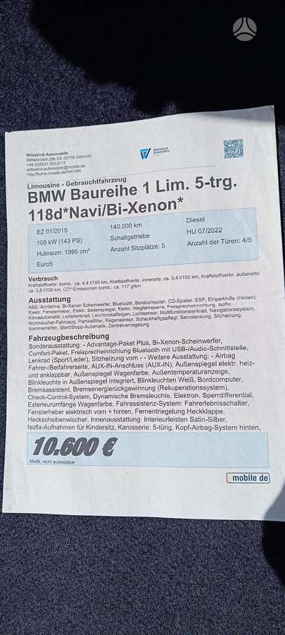 BMW 120, 2.0 l., hatchback