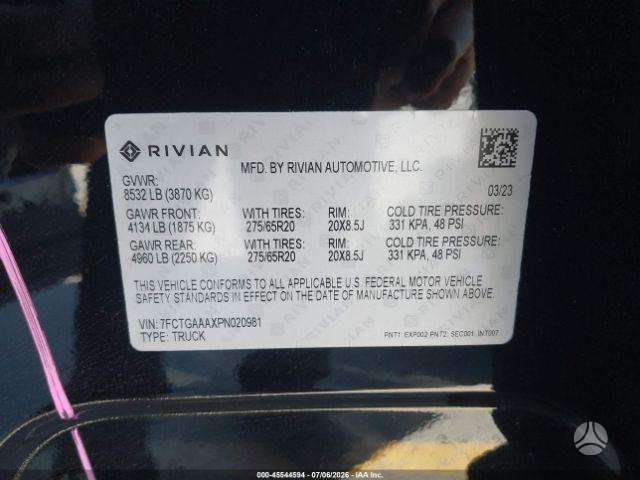 Rivian R1T, Пикап