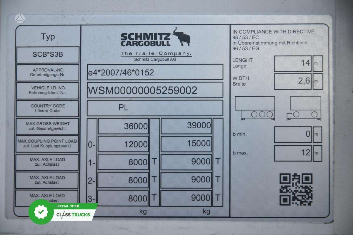 Schmitz SKO FP 60 Carrier Vector 1550, refrižerātori