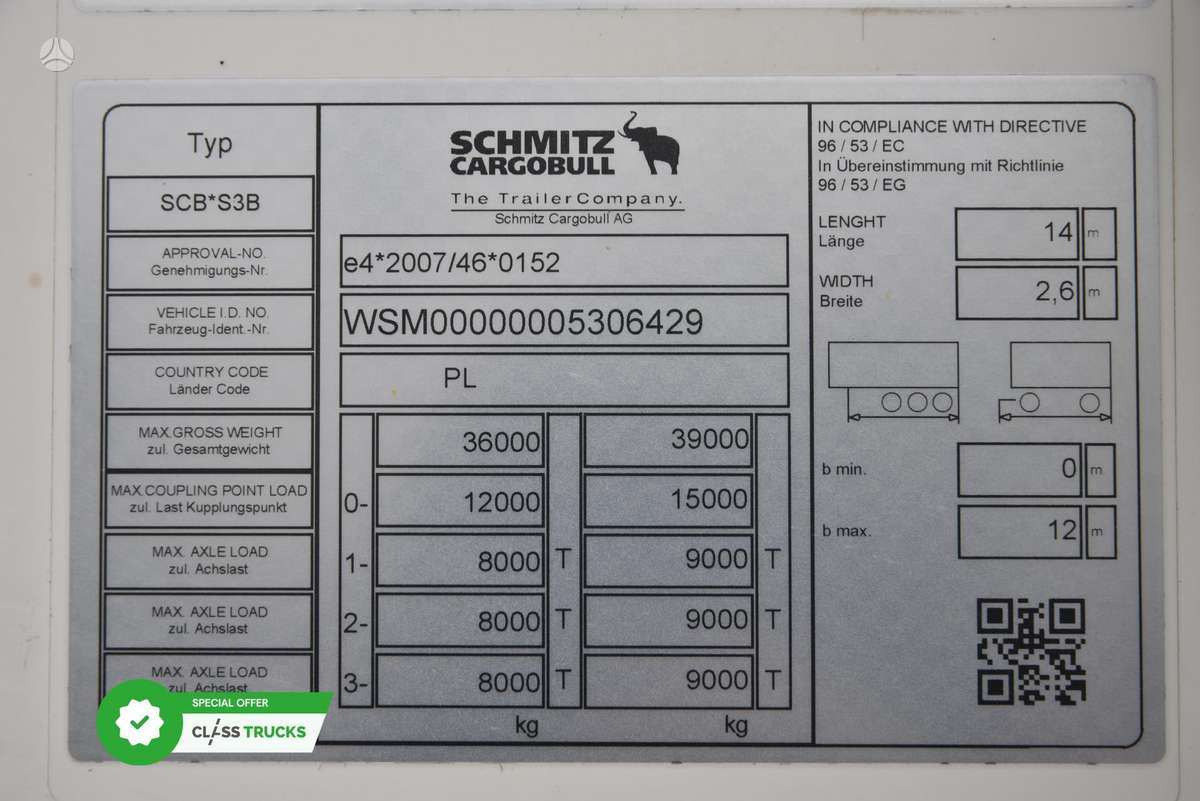 Schmitz SKO FP 60 Carrier Vector 1550, refrigerated