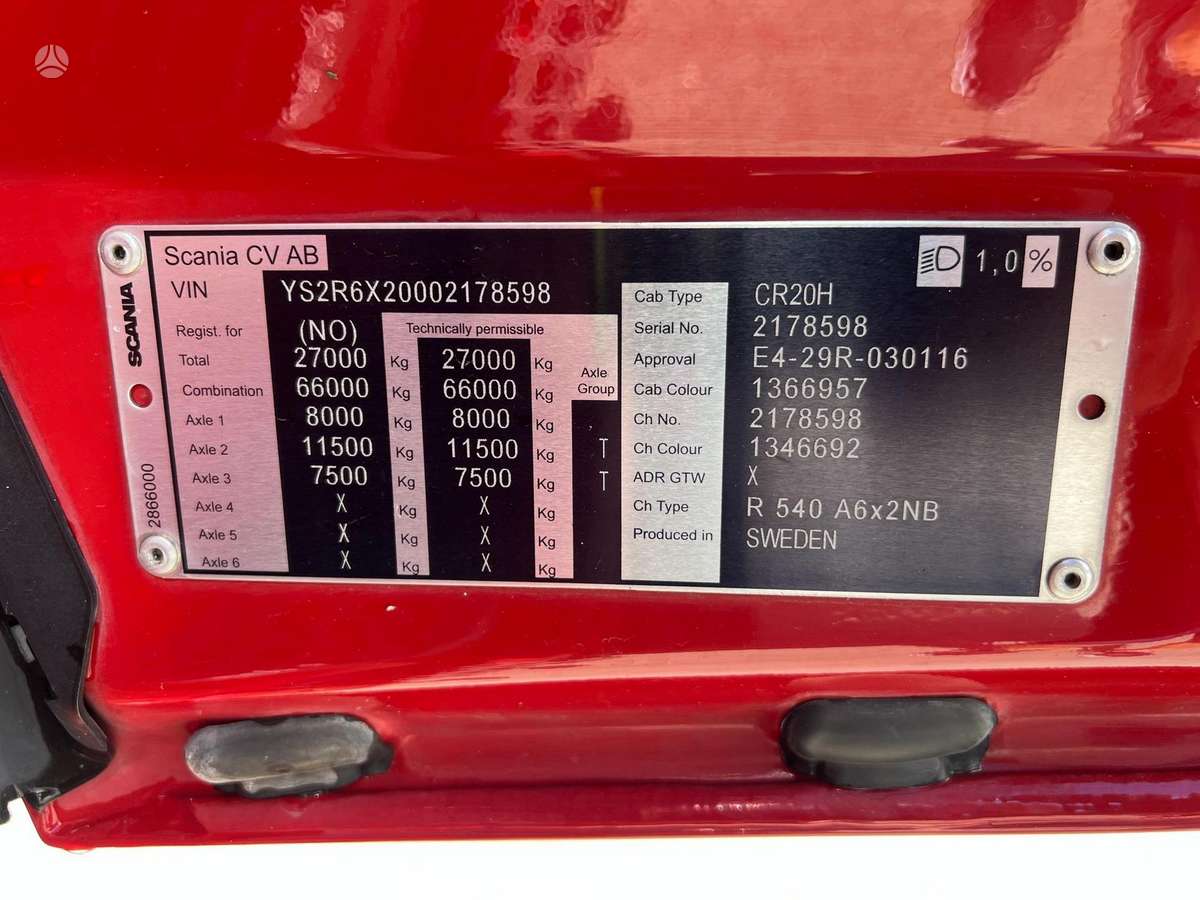 Scania R540 A6X2NB - WF HYDRAULIC, single sleeper