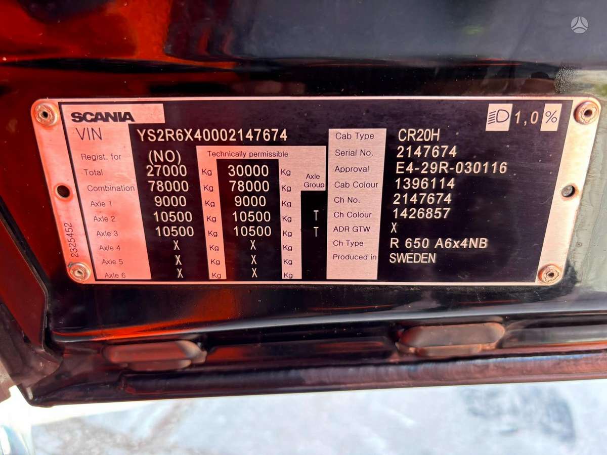 Scania R 650 6x4, single sleeper