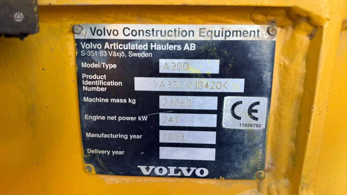 Volvo A30D, dumpers / tippers