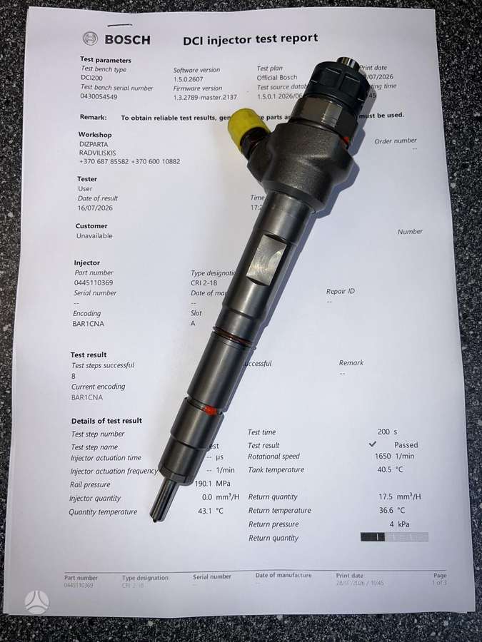 Skoda Yeti, 0445110369, injection system