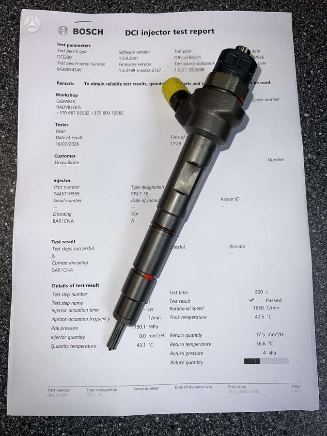 Volkswagen Amarok, 0445110369, injection system
