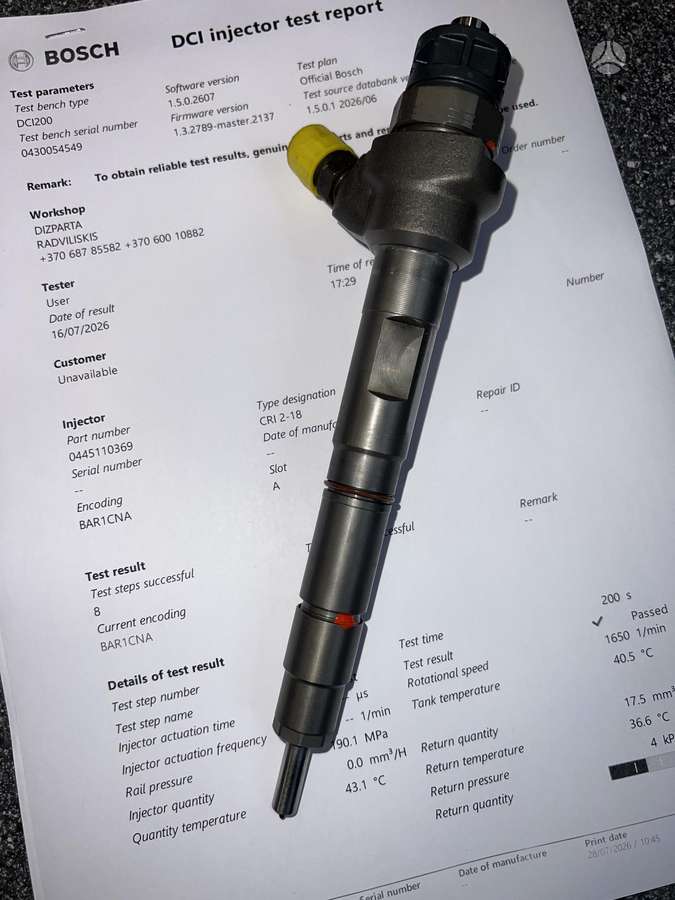 Volkswagen Amarok, 0445110369, injection system