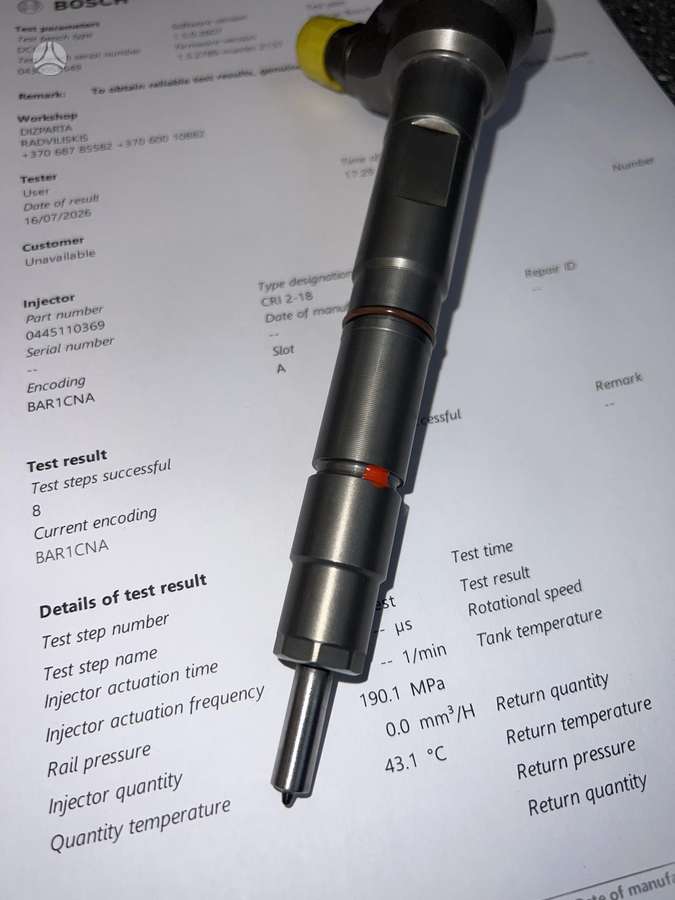 Volkswagen Crafter, 0445110369, injection system