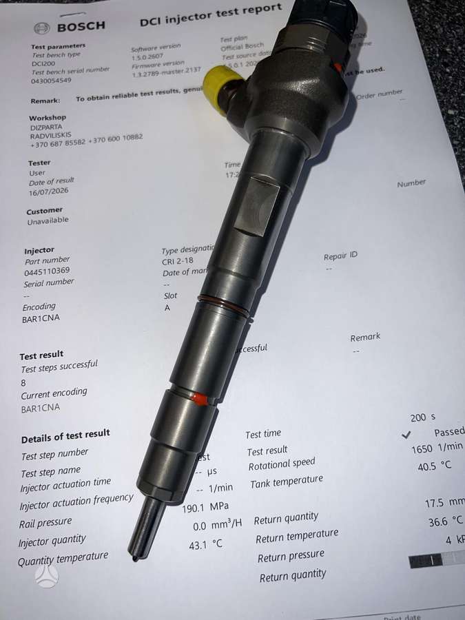 Volkswagen Golf, 0445110369, injection system