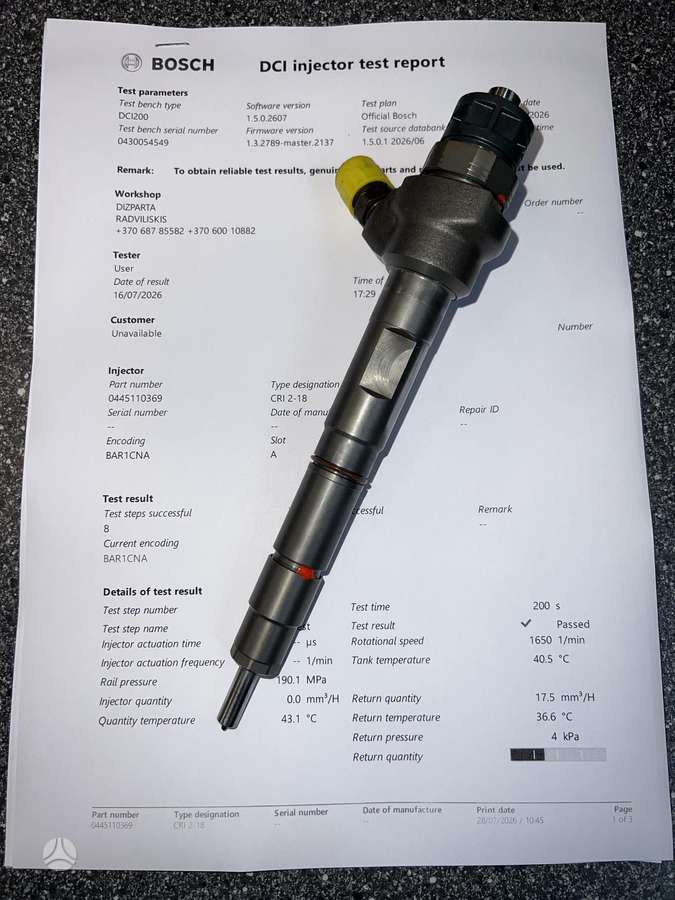Volkswagen Passat, 0445110369, injection system