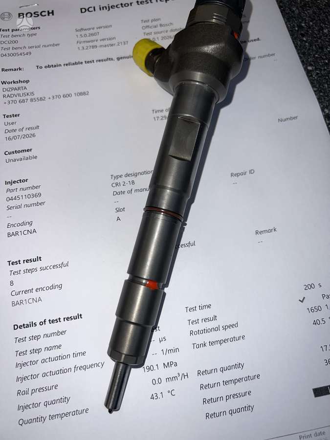 Volkswagen Passat, 0445110369, injection system