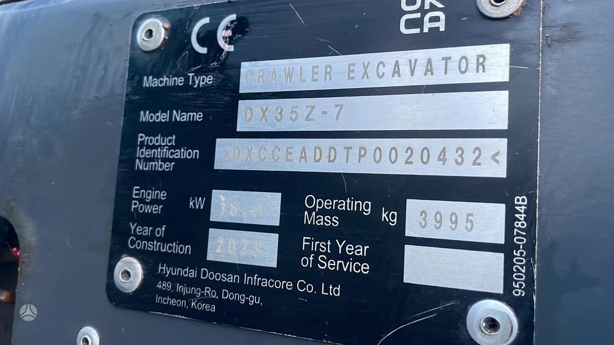 DEVELON DX35Z-7, mini ekskavatoriai