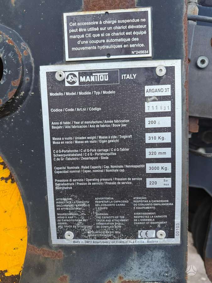 Manitou Argano 3 t gervė, telescopic handler