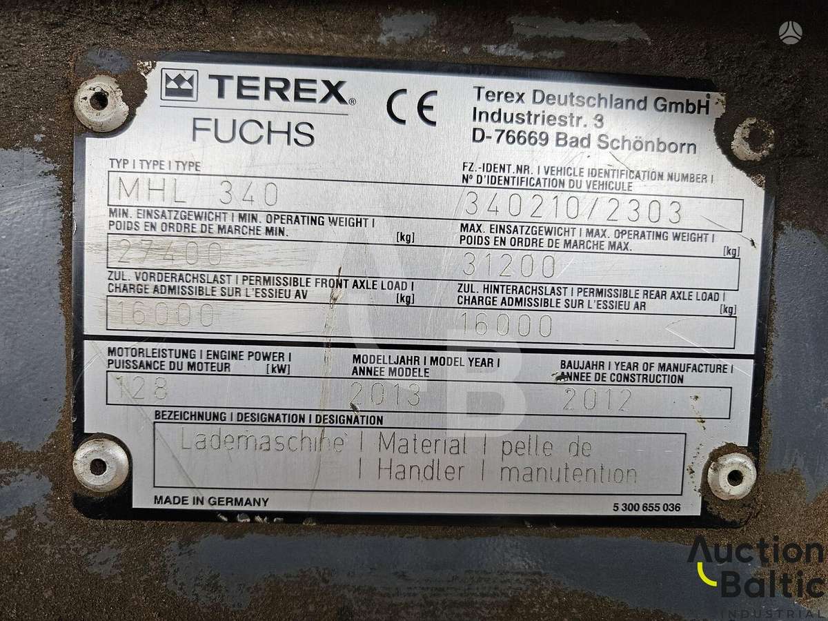 Terex MHL 340, экскаваторы