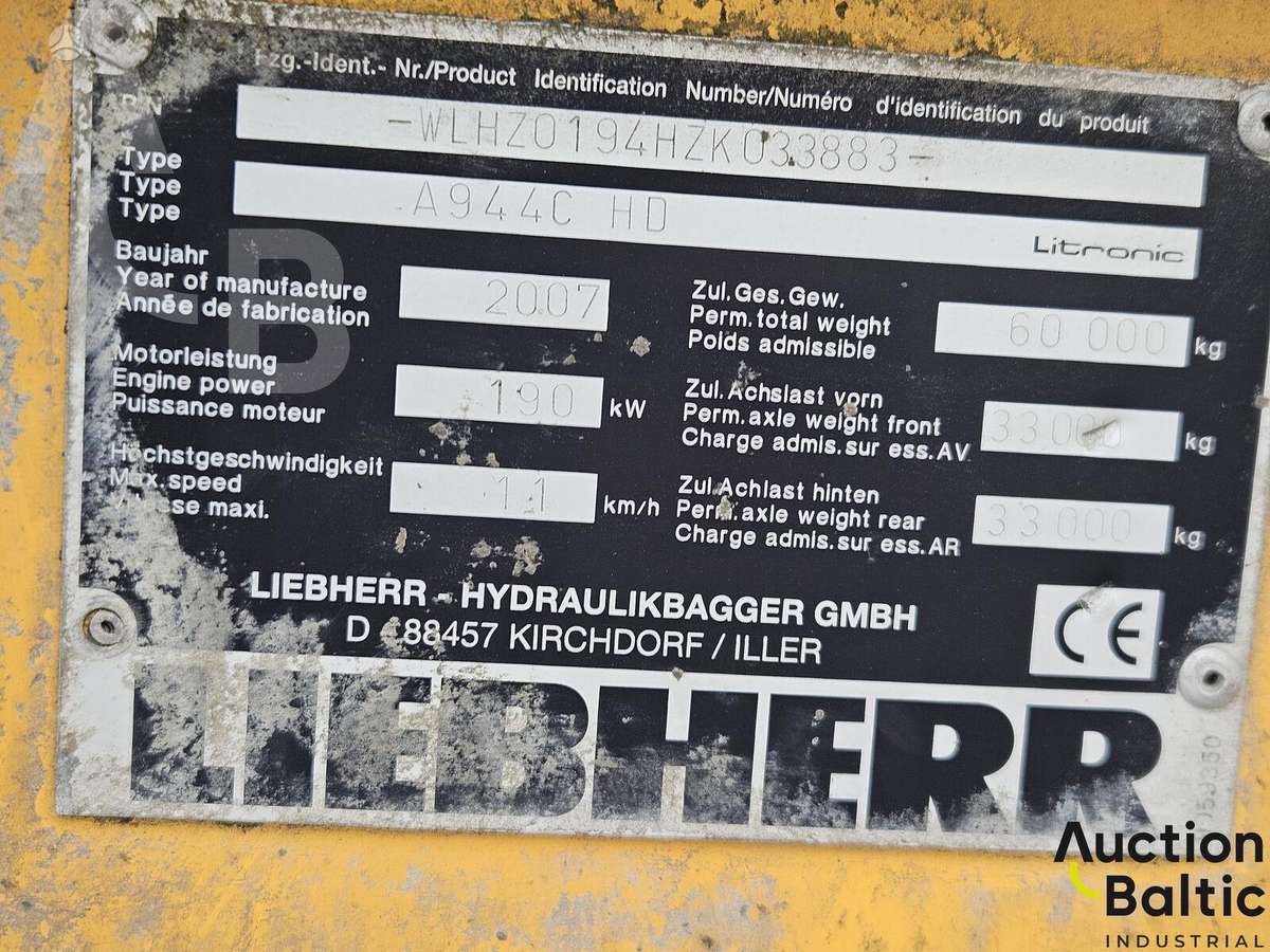 Liebherr A 944 C HD Litronic, ekskavatoriai