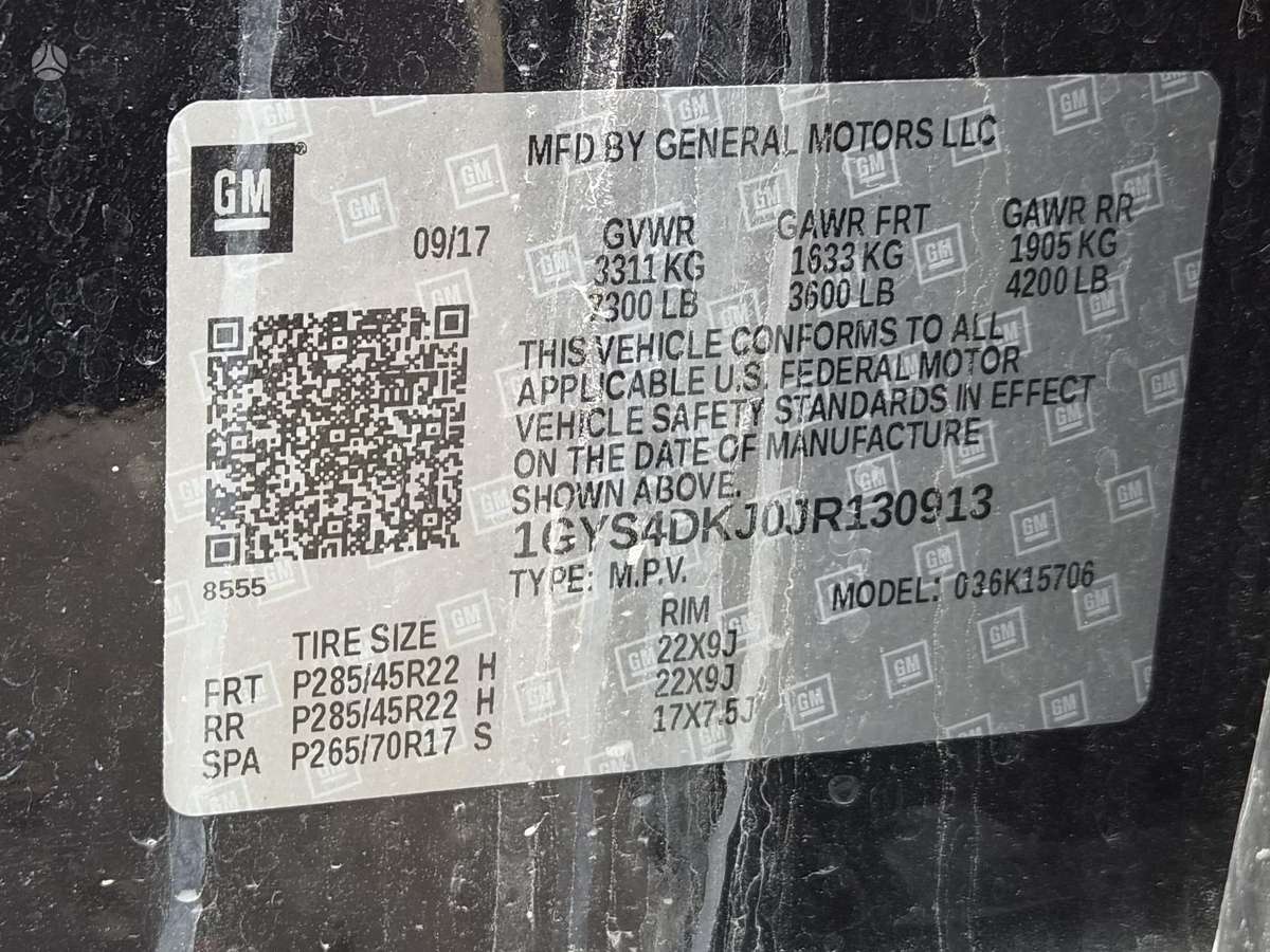 Cadillac Escalade Rida 58763 myliu engine code l86 gearbox code 10l80 color