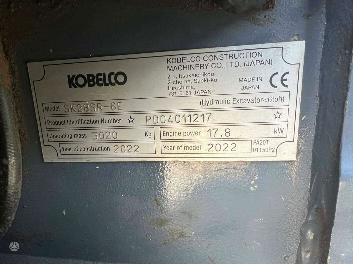 Kobelco SK28SR-6E, ekskavatoriai