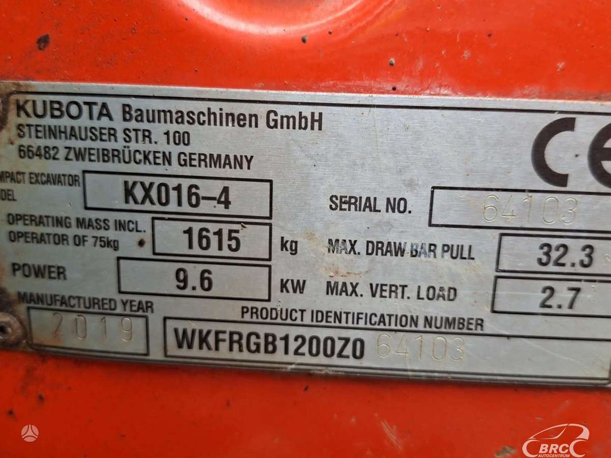Kubota KX16-4, mini ekskavatoriai
