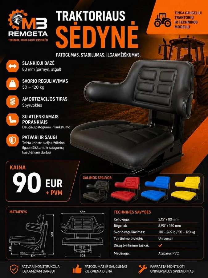 AGRO Universali traktoriaus sėdynė