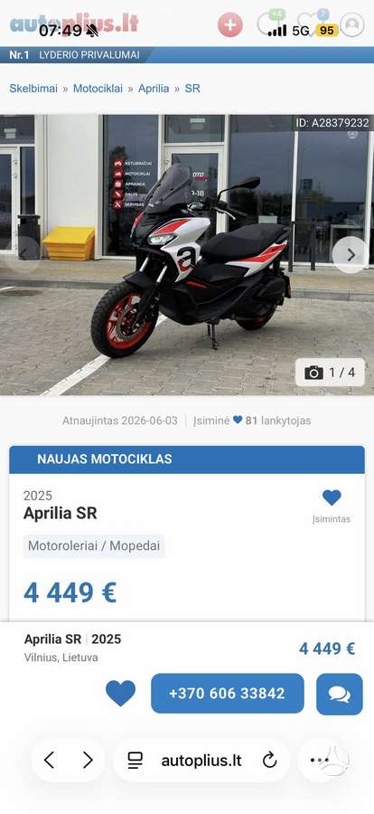 Aprilia SR 125cc, scooters / mopeds