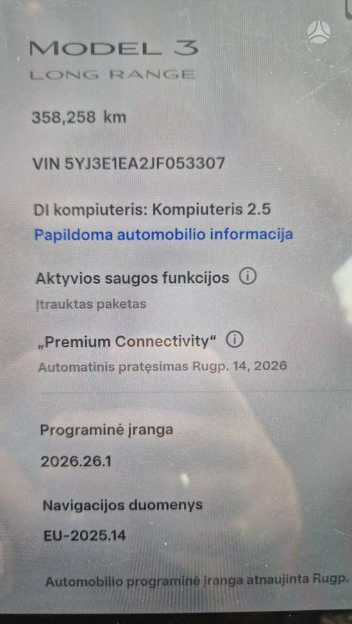 Tesla Model 3, 75 kWh, sedanas